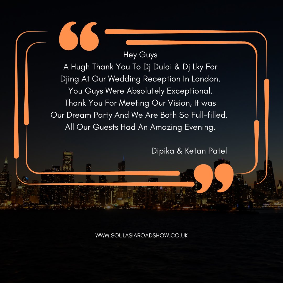 Soulasiadj's tweet photo. One of Amazing Weekly Feedbacks We Receive. 

Contact Our Sales Office For A Non Obligation Quote. 

☎️ 01274 317344
📧 info@soulasiaroadshow.co.uk 
🕸️ https://t.co/TJvf6wyXso 

#dj #weddings #party #events #corporate #destinationweddings #northselitedjs #wejustloveweddings https://t.co/Pg0elnfuyT
