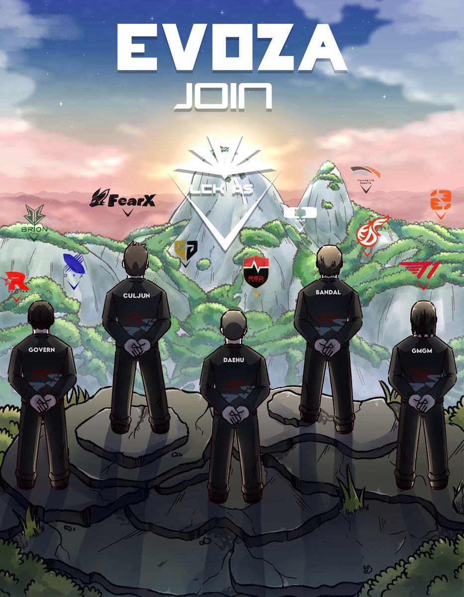 EVOZA DÉBARQUE SUR LEAGUE OF LEGENDS !🫡

Heureux de vous annoncer que nous participerons à cette année de #LCK AS !

🇰🇷 <a href="/Seonglim2579/">Daehu</a> (Top)
🇰🇷 <a href="/BanDaL1234/">BanDaL</a> (Jungler)
🇰🇷 <a href="/dodrl393/">GMGM</a> (Mid)
🇰🇷 <a href="/CulJun04/">gk</a> (Adc)
🇰🇷 <a href="/kkhhh18263635/">Govern03</a> (Sup)

🇰🇷 <a href="/JunseoJ65098/">Juns3o</a> (Manager) 

#ForzaEvozA ⚫️🟠
