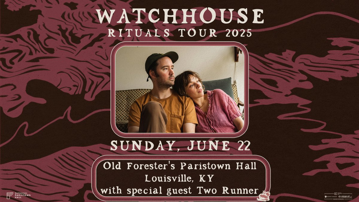 📣 JUST ANNOUNCED 📣 <a href="/watchhouseband/">Watchhouse</a> is coming to Louisville! See the Rituals Tour with special guest <a href="/TwoRunner/">Two Runner Band</a> LIVE at <a href="/ParistownHall/">Old Forester's Paristown Hall</a> Sunday, June 22. 🎫 Tickets on sale this Friday at 10AM: bit.ly/OFPHWatchhouse.
