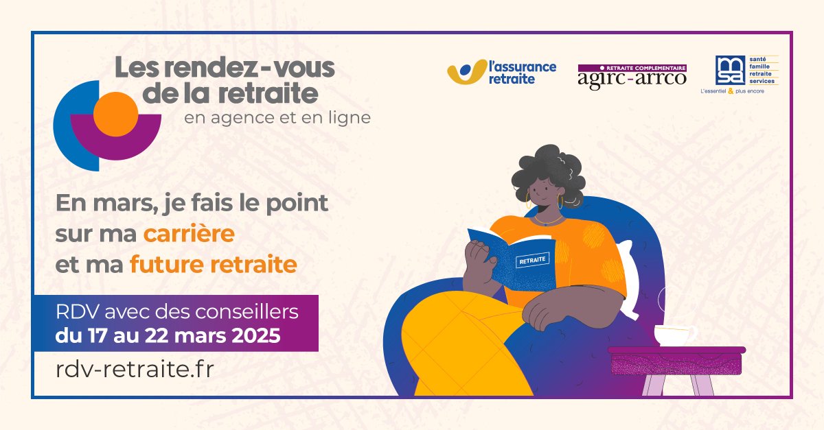 Klesia's tweet photo. #RDVRetraite

🔶 Réservez dès maintenant votre rendez-vous personnalisé, par téléphone ou en agence, partout en France métropolitaine et dans les DROM !

✅ Organisés par l’ @AgircArrco , @L_ARetraite et la @msa_actu  , ces rendez-vous ont pour objectif de permettre à chacun d'obtenir des  réponses à ses questions sur la préparation de la retraite, ses droits et les démarches à effectuer ! 👉 https://t.co/jgpnMtwiFW
