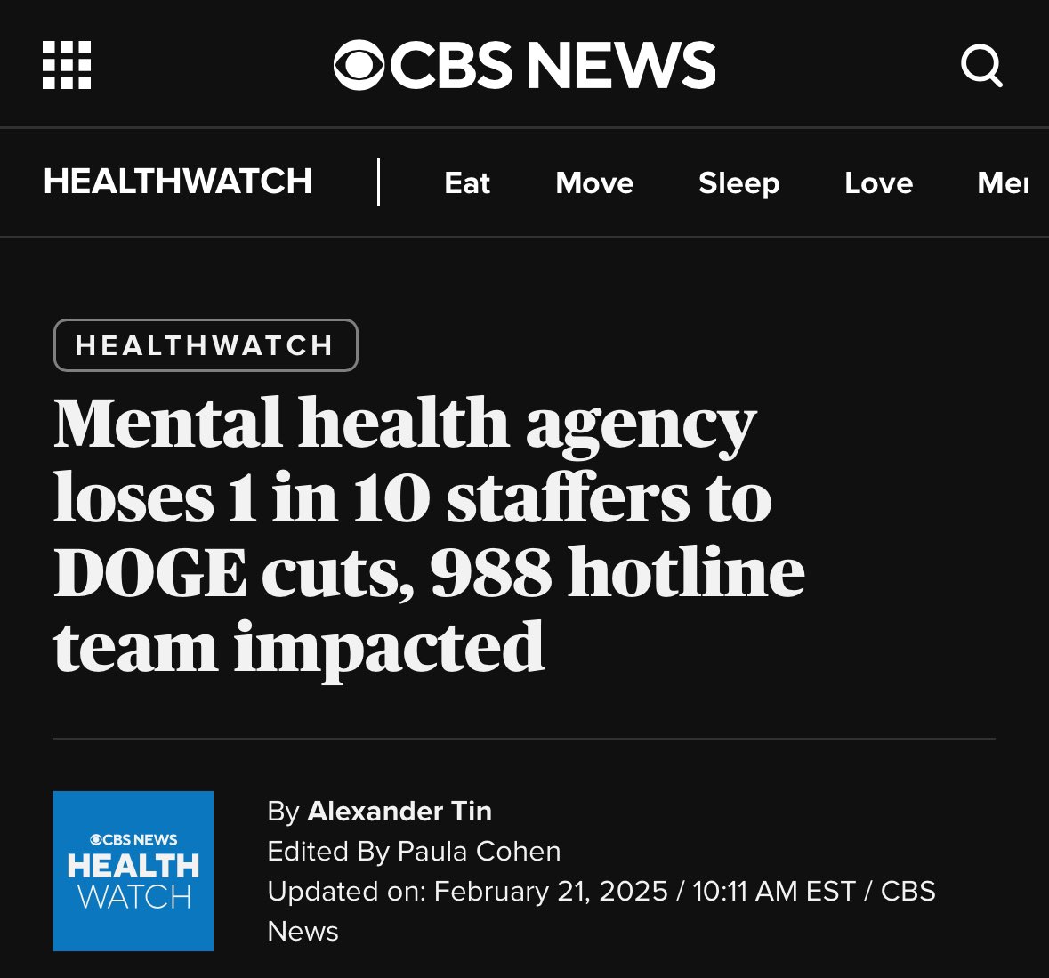 Regardless of political affiliation, we should all be able to agree that the national suicide hotline is the bare minimum our country can do for mental health and it must be protected.
