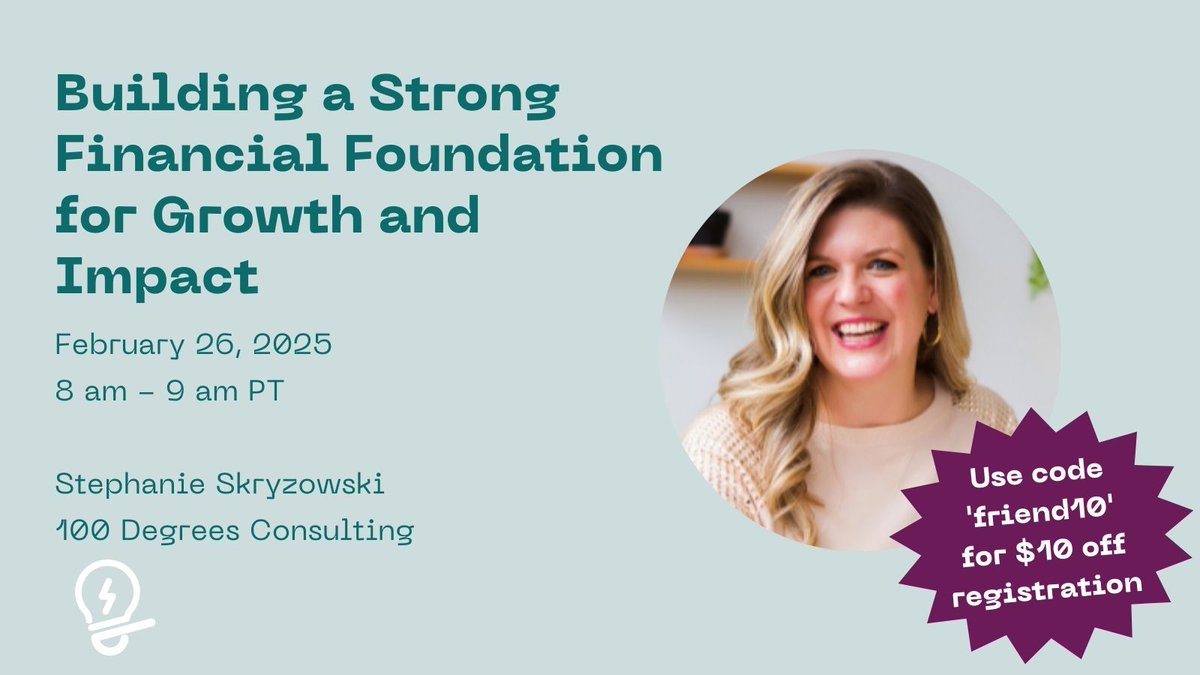 nonprofitll's tweet photo. Interested in learning more about building a strong financial foundation at your nonprofit? Join us for a workshop with Stephanie Skryzowski on Wednesday, February 26! Register here and use our code friend10 for $10 off your registration: https://t.co/jufiCJ1tdQ https://t.co/rONTrfHD3E