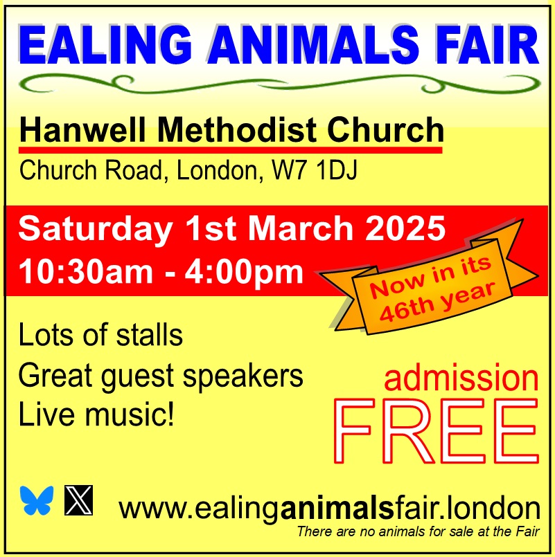 SPANA will be at the Ealing Animal Charities Fair this Saturday, 1 March, at Hanwell Methodist Church, London, from 10:30 am – 4 pm. The free event will feature live music, guest speakers, and stalls selling gifts and crafts - all in support of animal charities. See you there!