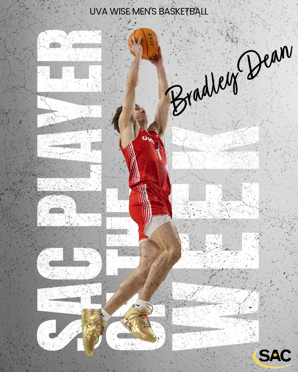 UVA Wise Athletics (@uvawisecavs) on Twitter photo <a href="/SAC_Athletics/">South Atlantic Conference</a> has just announced UVA Wise Men's Basketball's Bradley Dean as their Men's Basketball Player of the Week!
Dean led your Cavs to a 2-0 week with a win over LMU (#6) by averaging 22.5 points, 5.5 rebounds and 5.5 pts per game.
Congratulations, Bradley!! <a href="/SAC_Athletics/">South Atlantic Conference</a> has just announced UVA Wise Men's Basketball's Bradley Dean as their Men's Basketball Player of the Week!
Dean led your Cavs to a 2-0 week with a win over LMU (#6) by averaging 22.5 points, 5.5 rebounds and 5.5 pts per game.
Congratulations, Bradley!!