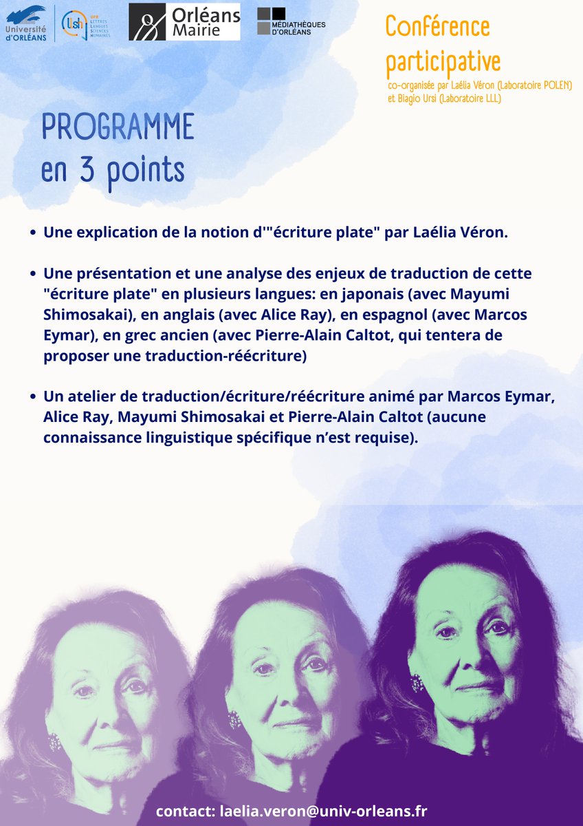 Laélia Véron (@laelia_ve) on Twitter photo Saisir le #style par la #traduction : l'exemple d'Annie Ernaux!
Conférence polyphonique et participative, ce mercredi 26 février <a href="/Univ_Orleans/">Université d'Orléans</a> ⬇️⬇️⬇️ Saisir le #style par la #traduction : l'exemple d'Annie Ernaux!
Conférence polyphonique et participative, ce mercredi 26 février <a href="/Univ_Orleans/">Université d'Orléans</a> ⬇️⬇️⬇️