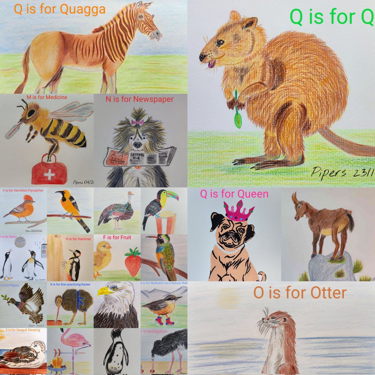 dr.pipers (@pipersdr) on Twitter photo Sadly for the last time: Here is a selection of the animals I painted for <a href="/AnimalAlphabets/">Animal Alphabets</a>. I made a letter illustration three times. Coincidently it was always Q. I will surely miss this #artchallenge. 😢
#animalalphabets #art #animals #kleinekunstklasse #pencildrawing Sadly for the last time: Here is a selection of the animals I painted for <a href="/AnimalAlphabets/">Animal Alphabets</a>. I made a letter illustration three times. Coincidently it was always Q. I will surely miss this #artchallenge. 😢
#animalalphabets #art #animals #kleinekunstklasse #pencildrawing
