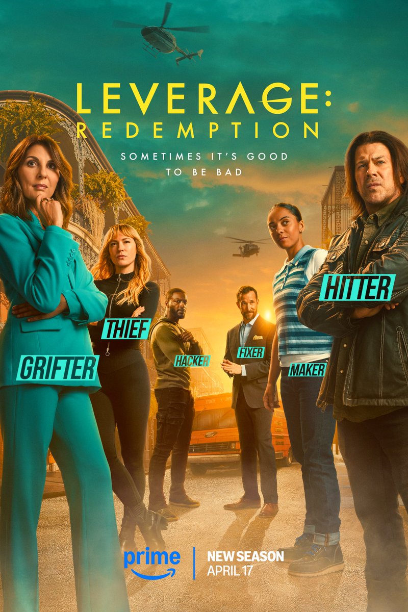 Pros at being cons.  New season of Leverage:Redemption premieres April 17.
 <a href="/LeverageRedempt/">Leverage: Redemption</a> #LeverageRedemption <a href="/PrimeVideo/">Prime Video</a>  <a href="/ElectricEnt1/">Electric Entertainment</a> #grifters