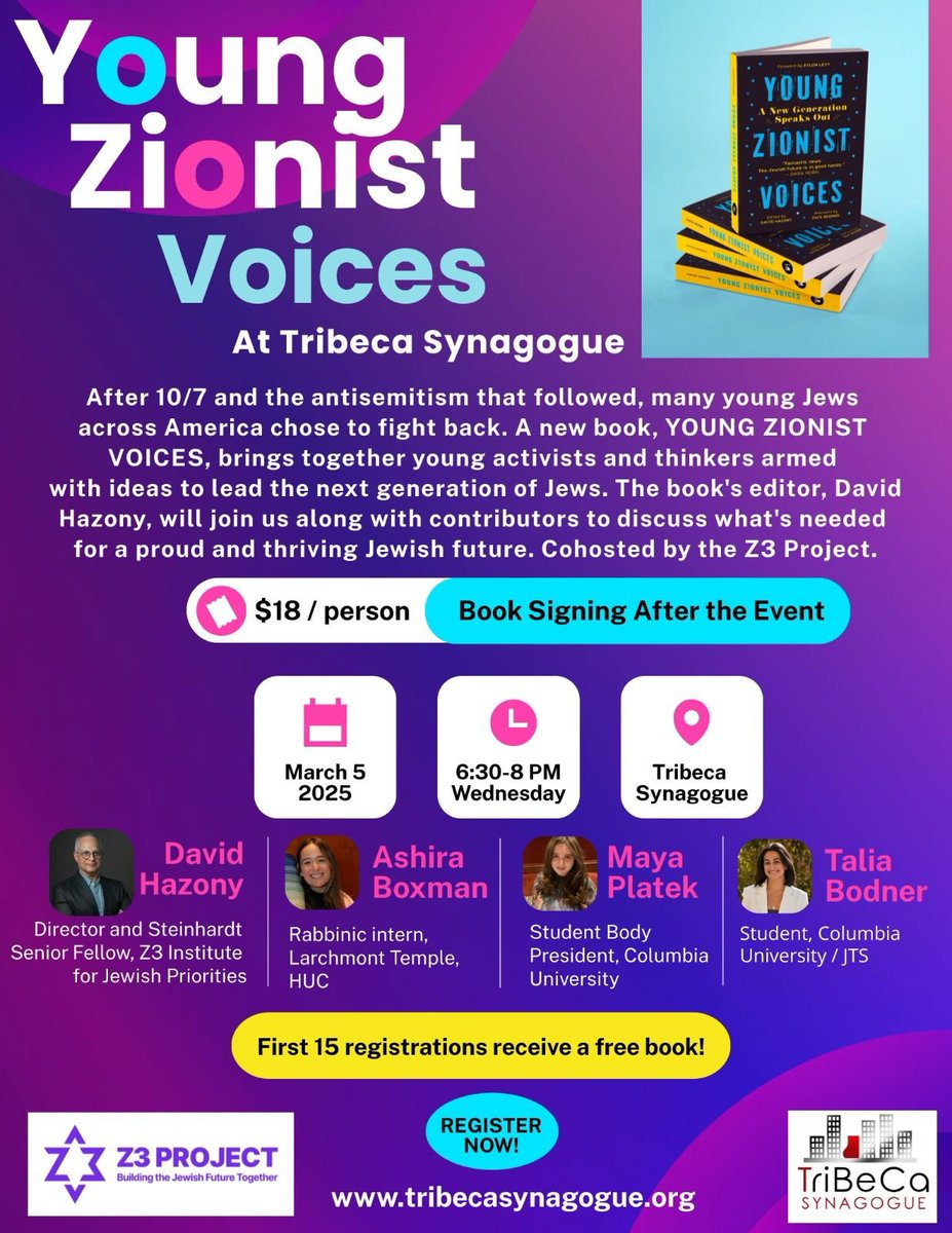 Young Zionist Voices at Tribeca Synagogue!

Register here: tribecasynagogue.shulcloud.com/event/Youngzio…