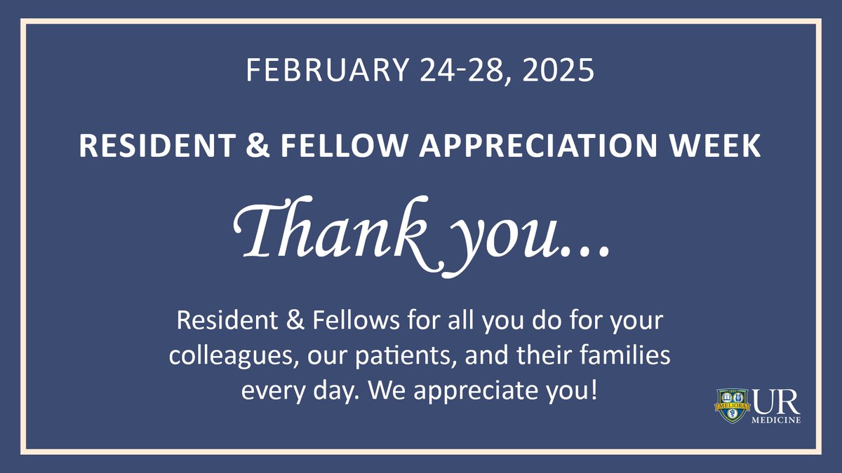 URMC Department of Surgery (@urochestersurg) on Twitter photo 🌟 Happy Resident & Fellow Appreciation Week! 🌟
Thank you all for your relentless pursuit of excellence and compassionate care. You make a difference! 🙌🩺
<a href="/URMCSurgery/">URMC Surgery Residents</a> <a href="/URochester_SMD/">URochester SMD</a> <a href="/urvascularsurg/">URMCvascularsurg</a> <a href="/URKesslerTrauma/">URMC Kessler Trauma Center</a> <a href="/SurgeryUr/">UR Plastic & Reconstructive Surgery</a> <a href="/URMed_GCH/">Golisano Children's Hospital</a> <a href="/WilmotCancer/">Wilmot Cancer Institute</a> <a href="/UR_Med/">UR Medicine</a> 🌟 Happy Resident & Fellow Appreciation Week! 🌟
Thank you all for your relentless pursuit of excellence and compassionate care. You make a difference! 🙌🩺
<a href="/URMCSurgery/">URMC Surgery Residents</a> <a href="/URochester_SMD/">URochester SMD</a> <a href="/urvascularsurg/">URMCvascularsurg</a> <a href="/URKesslerTrauma/">URMC Kessler Trauma Center</a> <a href="/SurgeryUr/">UR Plastic & Reconstructive Surgery</a> <a href="/URMed_GCH/">Golisano Children's Hospital</a> <a href="/WilmotCancer/">Wilmot Cancer Institute</a> <a href="/UR_Med/">UR Medicine</a>
