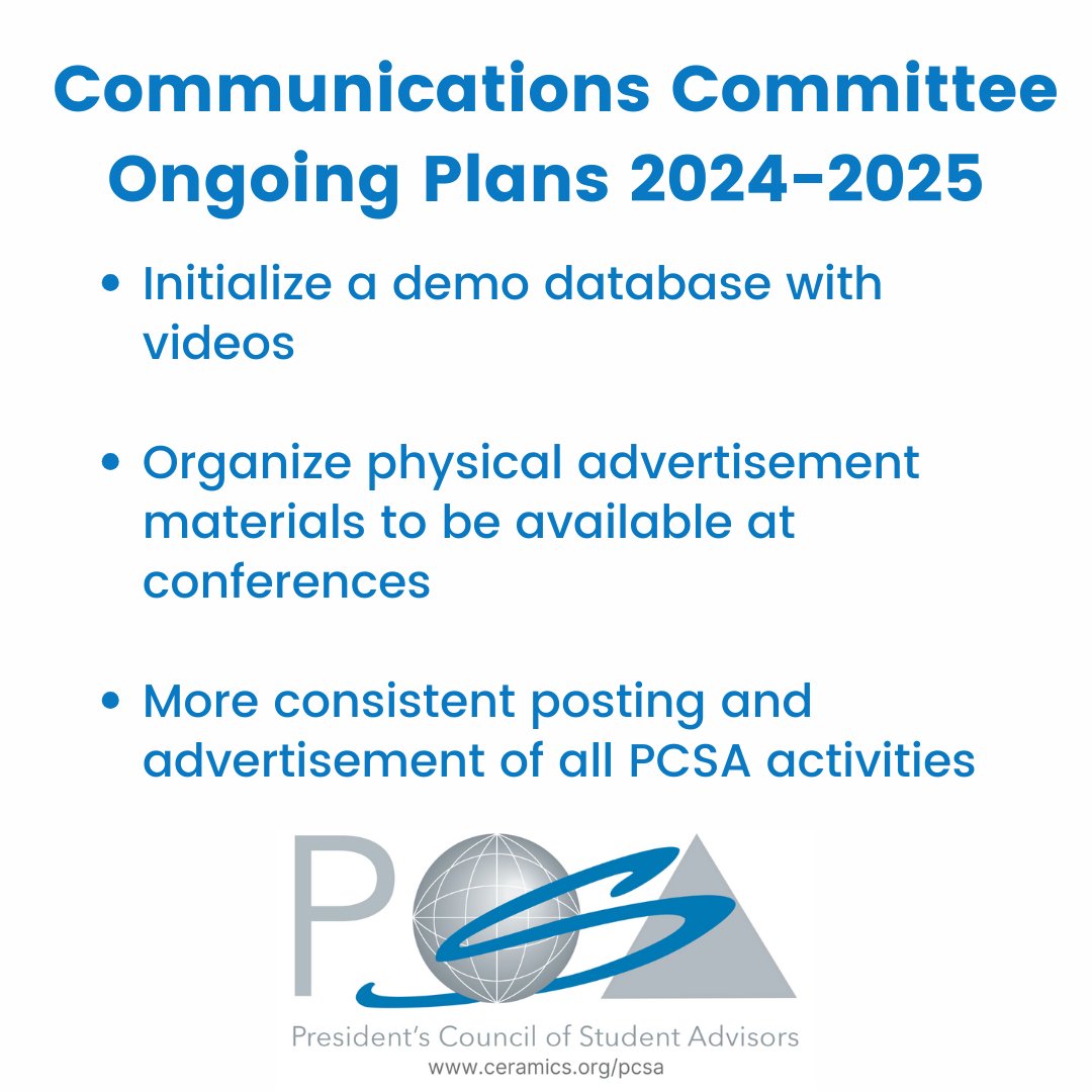 Introducing the Communications Committee for 24-25! Make sure you're following us on Instagram, Facebook, Twitter, and TikTok so you don't miss out! 
#ceramics #glass #science #engineering