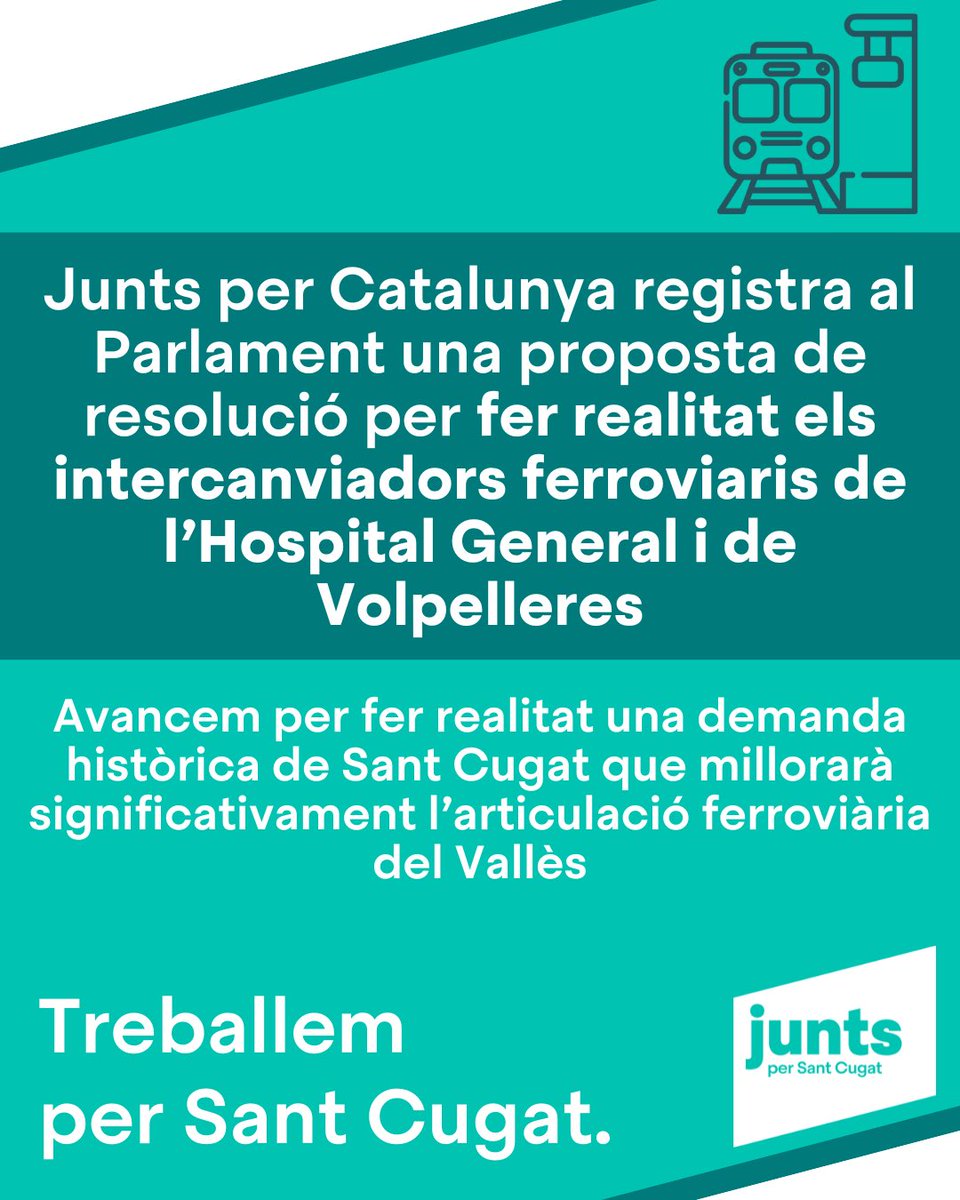 Junts per Sant Cugat 🎗 (@juntsxstc) on Twitter photo ⏩️ <a href="/JuntsXCat/">Junts per Catalunya🎗</a> registra al Parlament, a instàncies de l'alcalde <a href="/josepmvalles/">Josep Maria Vallès</a> i Junts per Sant Cugat, una PR per fer realitat els intercanviadors ferroviaris de l'Hospital General i de Volpelleres.
✅ #PerSantCugat.
➕ Informació a la publicació: instagram.com/p/DGdqTLZIJie/… ⏩️ <a href="/JuntsXCat/">Junts per Catalunya🎗</a> registra al Parlament, a instàncies de l'alcalde <a href="/josepmvalles/">Josep Maria Vallès</a> i Junts per Sant Cugat, una PR per fer realitat els intercanviadors ferroviaris de l'Hospital General i de Volpelleres.
✅ #PerSantCugat.
➕ Informació a la publicació: instagram.com/p/DGdqTLZIJie/…