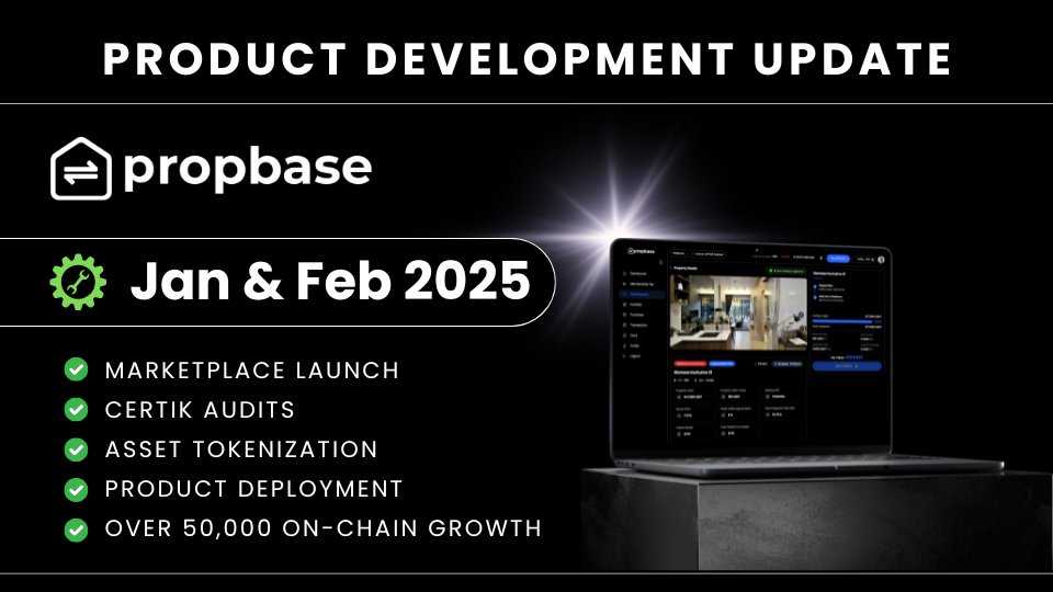 🚀 Jan - Feb: Propbase is Scaling Fast!

Biggest milestones yet in our latest Technical Development Update:

Check out our full report here: propbase.app/blog/propbase-…

Key Highlights:

🔷 #Certik Audit passed, APEX Smart Contracts are rock-solid 
 
🔷 Secondary Marketplace live