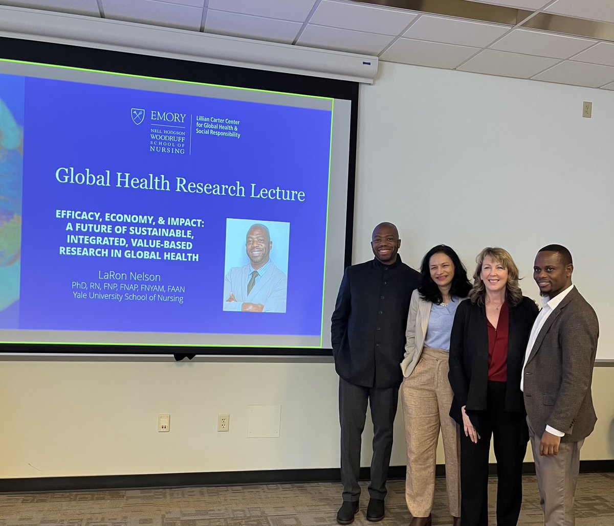 So thrilled to have Dr LaRon Nelson here as our inaugural lecturer for ⁦<a href="/EmoryNursing/">Emory Nursing</a>⁩ #GlobalHealth lecture.