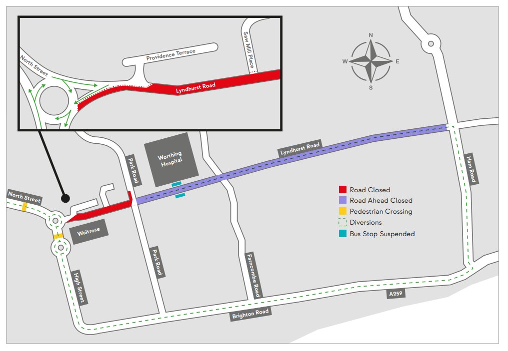 WorthingHeat's tweet photo. 🚧 Important notice - Planned works on Lyndhurst Road in Worthing from 24 March 2025 – 2 June 2025 for the Worthing Heat Network🚧 
To read the full information on works taking place visit:
https://t.co/1SemcmN79C
@adurandworthing @WSCCNews https://t.co/NPuEhiLGrJ