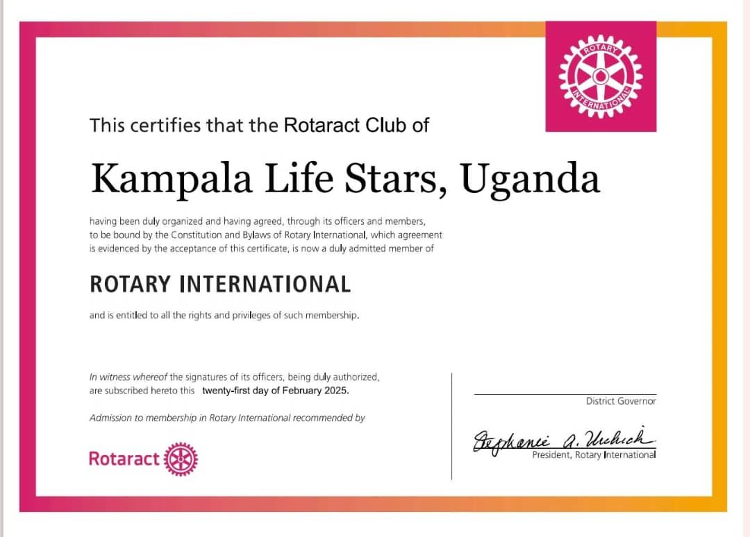 Rotaract Club of Kampala life stars. (@rctkampalalife) on Twitter photo Celebrating 120 years of Rotary in style. Rotaract Club of Kampala Life Stars has finally and officially been chartered! This is a momentous milestone that marks the beginning of a new chapter for all of us.
Many thanks to our mother club <a href="/rcklalifestars/">Rotary Club Kampala Life Stars</a> Celebrating 120 years of Rotary in style. Rotaract Club of Kampala Life Stars has finally and officially been chartered! This is a momentous milestone that marks the beginning of a new chapter for all of us.
Many thanks to our mother club <a href="/rcklalifestars/">Rotary Club Kampala Life Stars</a>