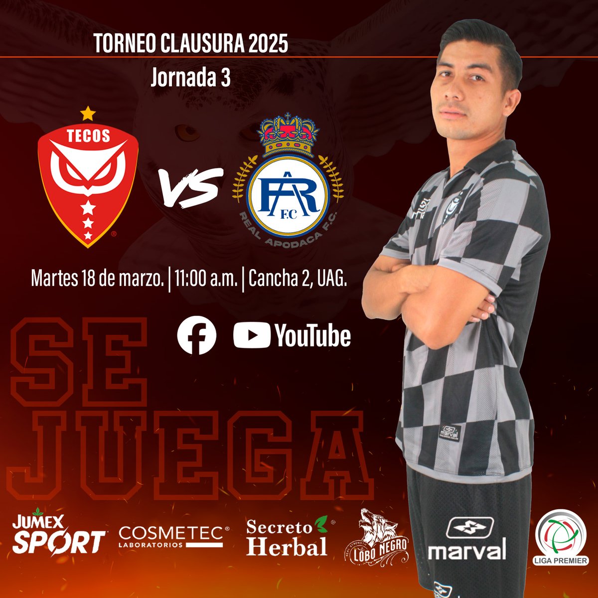 🚨 ¡Atención, tecolotes! 

El partido pendiente de la jornada 3 ante Real Apodaca ha sido reprogramado por la @ligapremier_fmf y ya tenemos fecha y horario. ⚽🦉

#tecos #tecosfc #tecosuag #ligapremier #sejuega