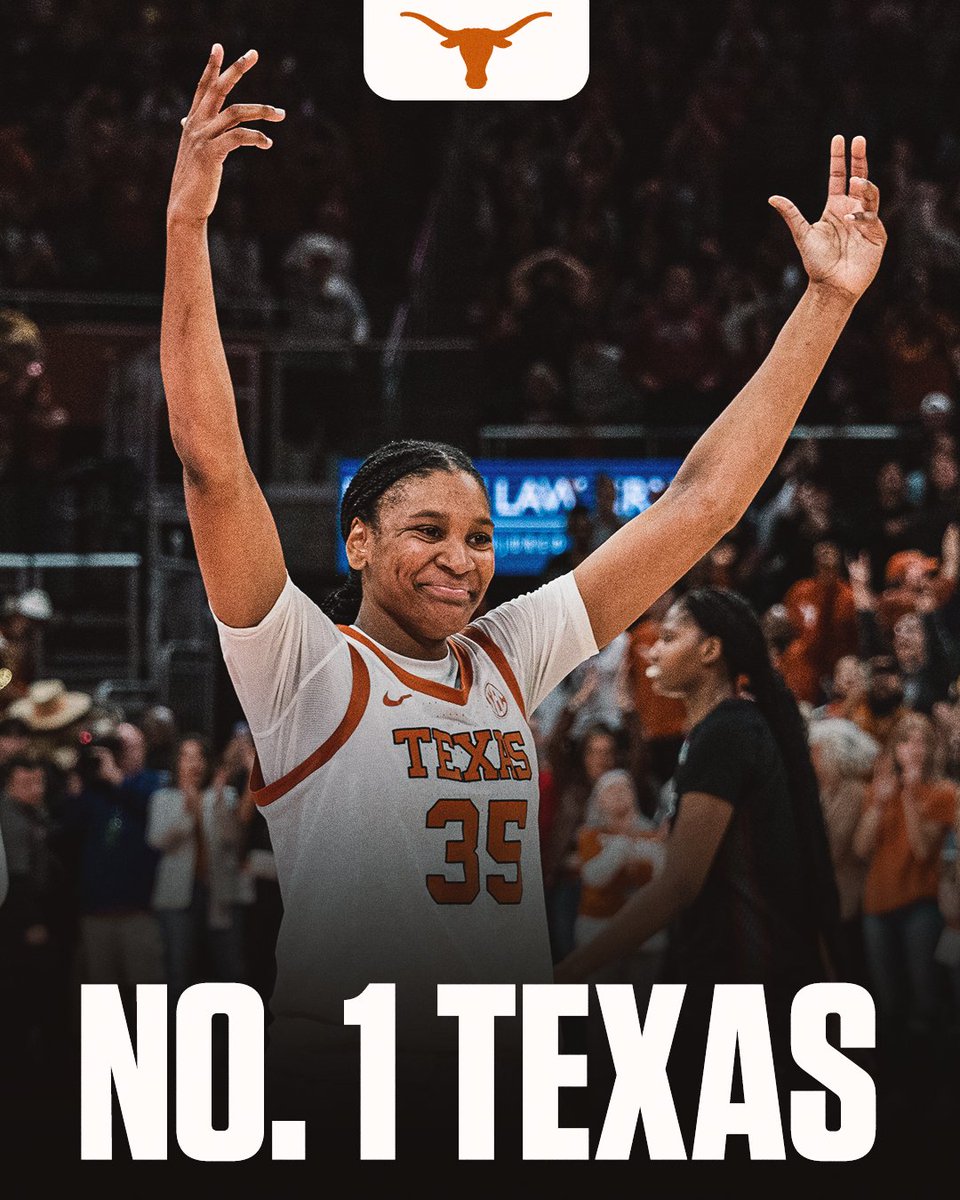 SEC Network (@secnetwork) on Twitter photo TEXAS ON TOP 🤘
<a href="/TexasWBB/">Texas Women's Basketball</a> jumps to No. 1 in the AP poll for the first time since 2003-04 season. TEXAS ON TOP 🤘
<a href="/TexasWBB/">Texas Women's Basketball</a> jumps to No. 1 in the AP poll for the first time since 2003-04 season.