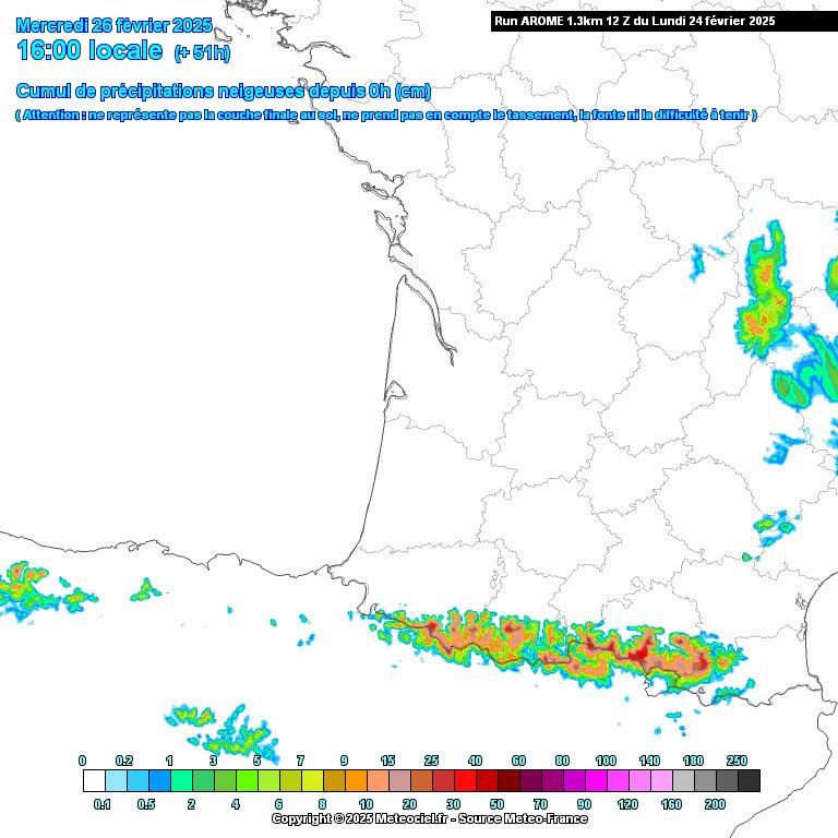 Dégradation venue de l’ouest demain ❄️ jusqu’à mercredi matin avec une baisse progressive des températures et la neige qui s’invitera jusqu’en vallée en fin d’épisode. Vers 2000m pourquoi pas 20cm de cumuls sur les hauts sommets du Luchonnais ou d’Ariege. Vent fort en altitude