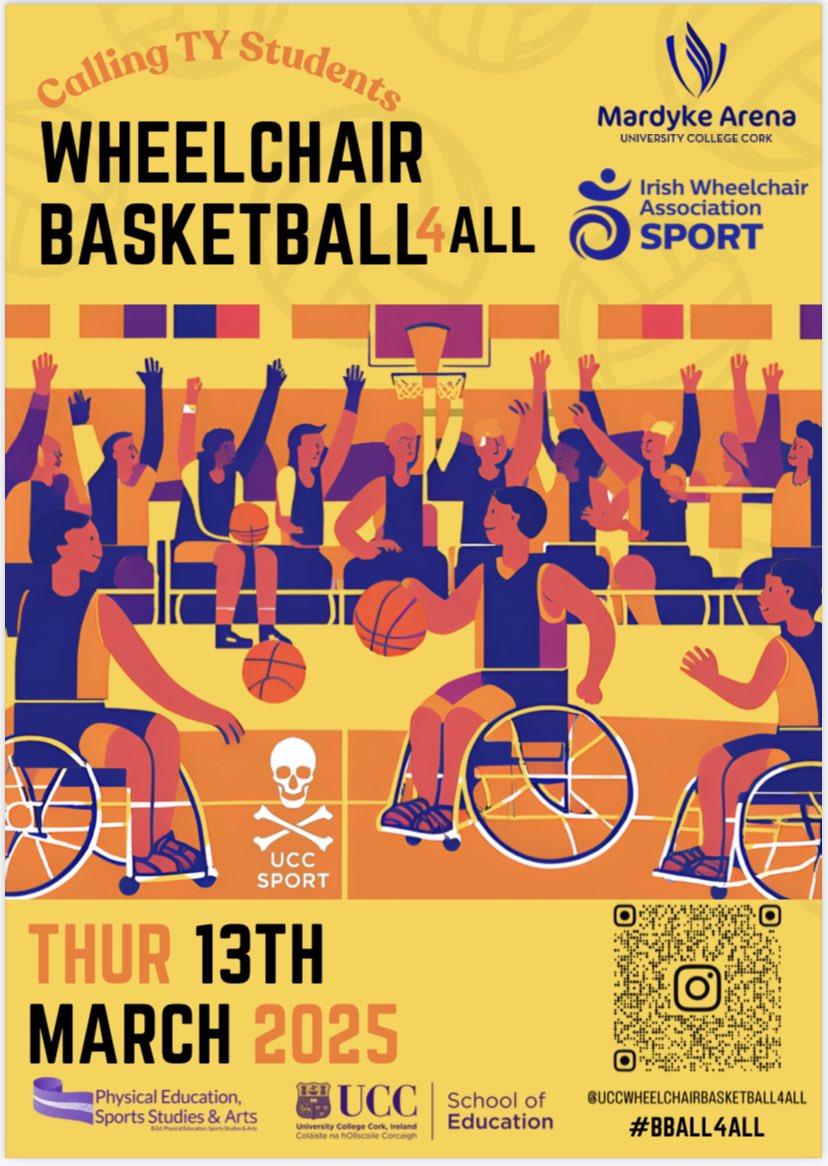 Diarmuid Lester (@diarmuidlester) on Twitter photo 📣 Calling TY Students 📣
🏀👩🦽Wheelchair Basketball4All Event 2025👨🦽🏀
🗓 Thursday, 13th March, 2025
📍<a href="/MardykeArenaUCC/">MardykeArenaUCC</a>
Registration for schools now open👇
forms.office.com/e/pquHe9Z37h
<a href="/IWASport/">IWA-Sport</a> <a href="/IrishWheelchair/">IWA</a> <a href="/UCC/">UCC Ireland</a> <a href="/UCCSchoolofEd/">UCC School of Education</a> <a href="/UCCSport/">UCC Sport</a> 📣 Calling TY Students 📣
🏀👩🦽Wheelchair Basketball4All Event 2025👨🦽🏀
🗓 Thursday, 13th March, 2025
📍<a href="/MardykeArenaUCC/">MardykeArenaUCC</a>
Registration for schools now open👇
forms.office.com/e/pquHe9Z37h
<a href="/IWASport/">IWA-Sport</a> <a href="/IrishWheelchair/">IWA</a> <a href="/UCC/">UCC Ireland</a> <a href="/UCCSchoolofEd/">UCC School of Education</a> <a href="/UCCSport/">UCC Sport</a>