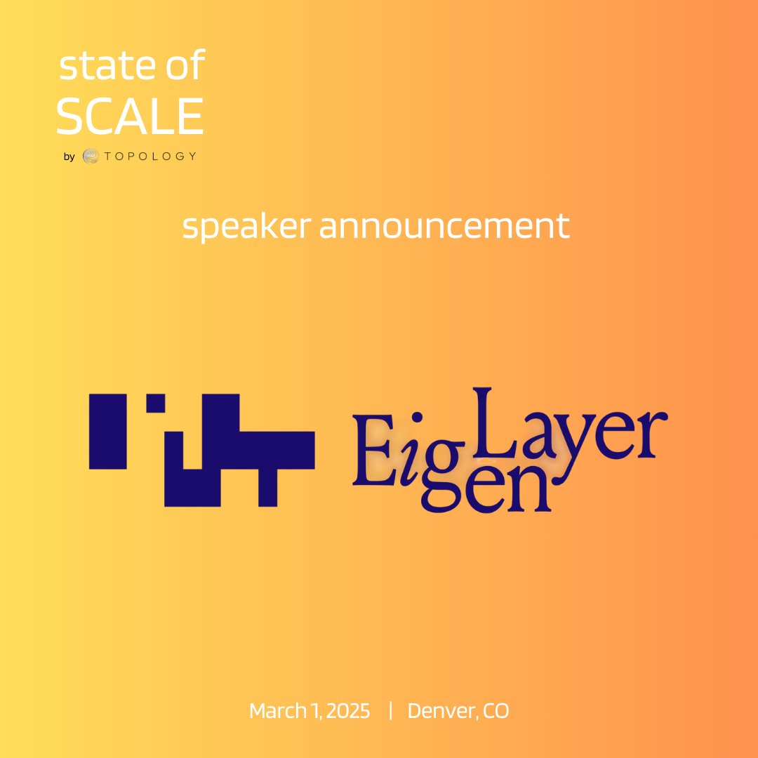 Excited to have <a href="/eigenlayer/">EigenCloud</a> joining us at State of Scale <a href="/EthereumDenver/">ETHDenver 🏔🦬🦄</a> as one of the speakers! RSVP now lu.ma/7ueti2gr

March 1st from 10 AM to 4 PM

#StateOfScale #ETHDenver2024