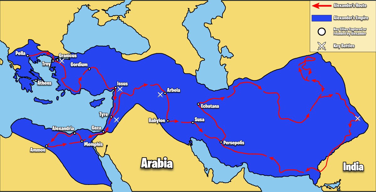 wolf_superior's tweet photo. Map of Alexander the Great's Route of Conquest. https://t.co/MvV23nvVcE