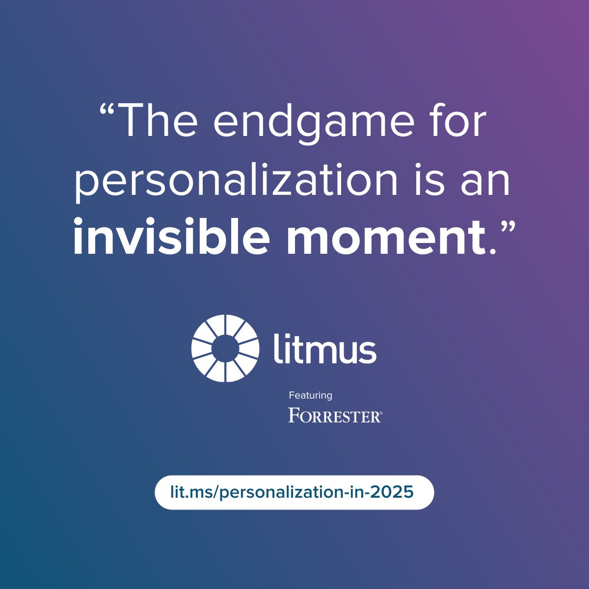 🔮 The future of personalization isn’t about flashy features or endless data. It’s about creating invisible experiences—moments so seamless, you won’t even notice they’re personalized.

Join us to prepare for the next iteration of personalization: lit.ms/42IgTGk