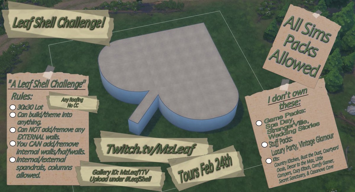 mzleaf_'s tweet photo. 🛠️Shell Challenge Tours🛠️ 

Touring our LeafShell builds! 
On the search for duckies &amp; 
New shell will be put up after! 

🔗: https://t.co/gxPzejb2X8 

#shellchallenge #thesims4 #shelltours #showusyourbuilds #ts4 https://t.co/BzqmvbbV6H
