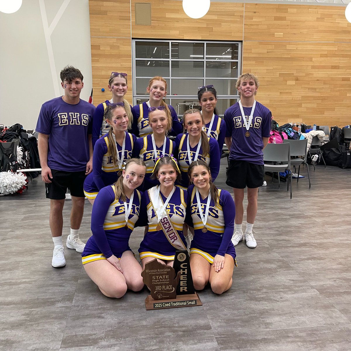 Congratulations to Ike Cheer on their 3rd place finish at the WACPC State Championships on Saturday in DeForest! A great accomplishment for their first-ever year in the coed division! Congrats on your 3rd place finish &amp; a great competition season!
#letsgoike