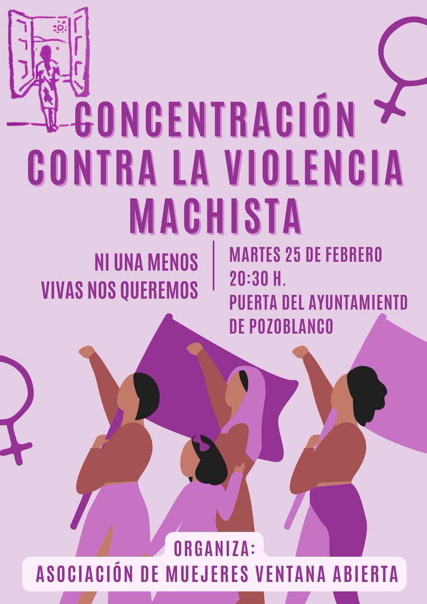 Concentración para recordar a las mujeres asesinadas Víctimas de Violencia Machista
Mañana, martes 25 de febrero, a las 20:30 h, nos concentraremos en la puerta del Ayuntamiento de Pozoblanco para rendirles homenaje y exigir justicia.
#hartas#vivasnosqueremos