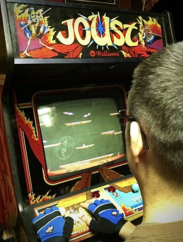 13 years ago today, the Twin Galaxies Joust champion played at RGRS. He even brought his own regulation video game gloves.
