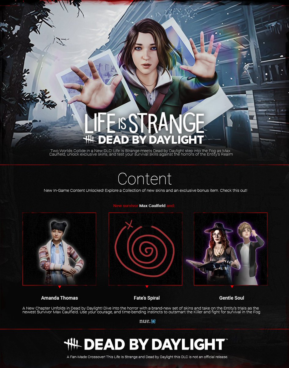#MaxCaulfield (#LifeisStrange) discovered a new power — the ability to visit different realities. She entered the Fog, which took away her chance to escape. Now, even death is no release, and each loop is a game in the Entity’s hands. #DeadbyDaylight
