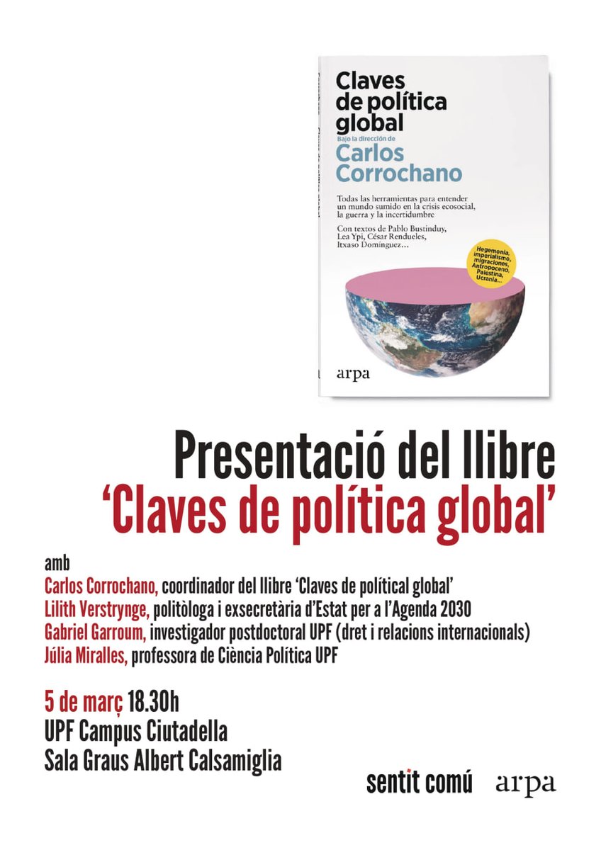 Fundació Sentit Comú (@sentitcomufunda) on Twitter photo Además de comunicar sus logros, es imprescindible que los gobiernos progresistas ofrezcan una visión convincente del futuro
✏️Artículo de <a href="/lilianareyesmpl/">Liliana Reyes</a>
elpais.com/opinion/2025-0…
Hablamos más sobre geopolítica y sus imperfecciones el miércoles 5 de marzo👇👇 Además de comunicar sus logros, es imprescindible que los gobiernos progresistas ofrezcan una visión convincente del futuro
✏️Artículo de <a href="/lilianareyesmpl/">Liliana Reyes</a>
elpais.com/opinion/2025-0…
Hablamos más sobre geopolítica y sus imperfecciones el miércoles 5 de marzo👇👇