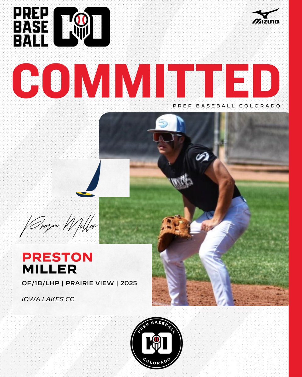 🚨𝐂𝐎𝐌𝐌𝐈𝐓𝐌𝐄𝐍𝐓 𝐀𝐋𝐄𝐑𝐓🚨

'25 OF/1B/LHP Preston Miller (Prairie View) has announced his commitment to Iowa Lakes CC.

Profile: loom.ly/lBVBIlU | <a href="/PrestonMiller_5/">Preston Miller</a>