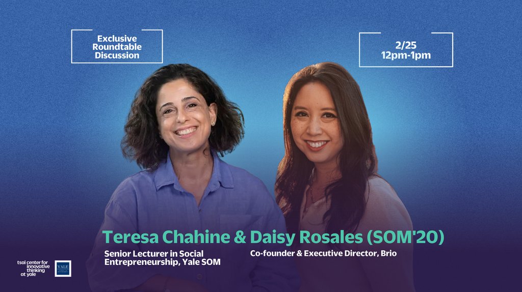 🔥 Event at Capacity—But You Can Still Join! 🔥

Join Teresa Chahine (Yale SOM) &amp; Daisy Rosales (SOM ’20, Brio) for a dynamic convo on mental health &amp; global impact.

📅 Tomorrow, Feb 25 | 12–1 PM
📍 Tsai CITY | 17 Prospect St, New Haven
🔗 Waitlist: lu.ma/5m1potyq