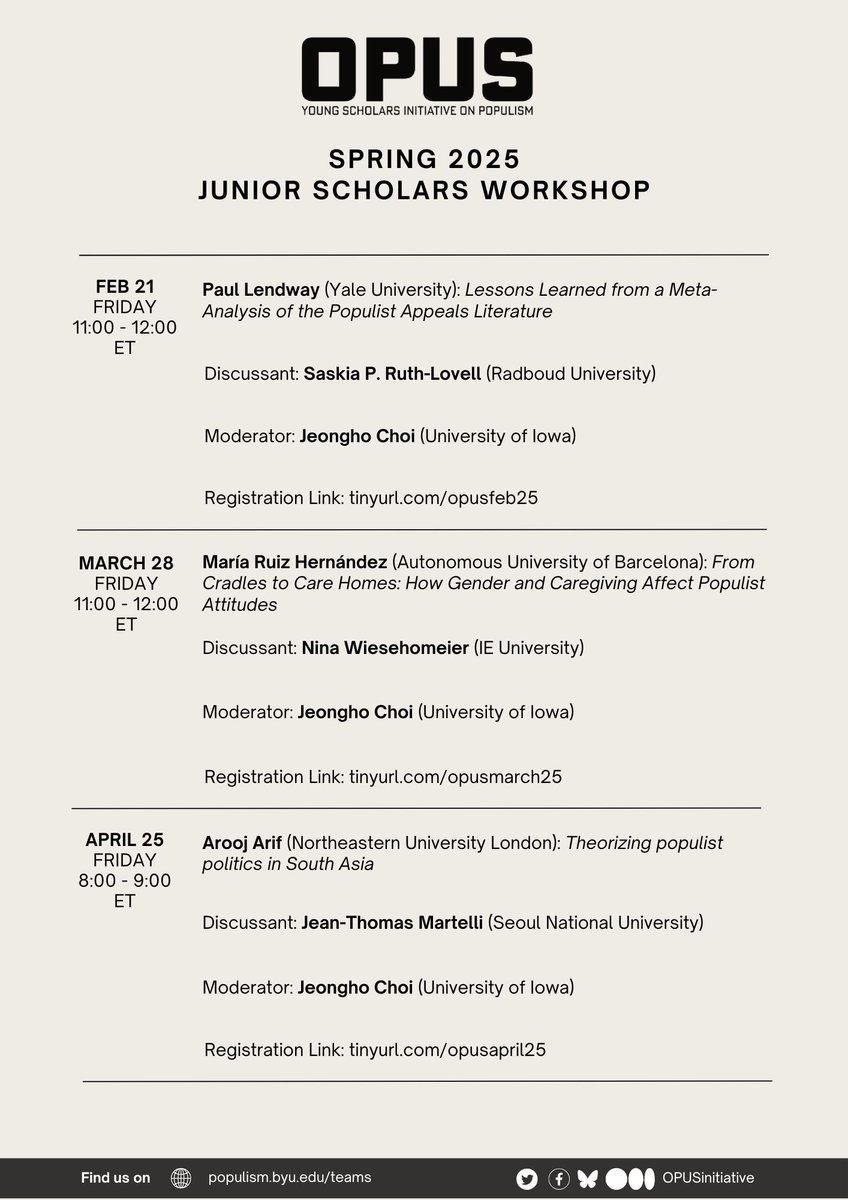 Thank you to everyone who participated in last week's workshop, kicking off the spring semester! Make sure to register for our next two workshops in March and April and join us for more great discussions on all things populism!