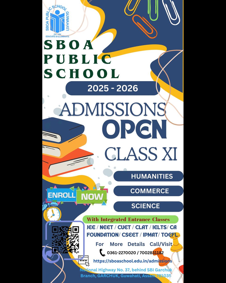 sboaguwahati's tweet image. Admissions Open Grade XI - 2025-2026
Click -&amp;gt;Admission Form: sboaschool.edu.in/notice/#notice…
Click -&amp;gt;Queries: sboaschool.edu.in/admissions/
#SBOAPublicSchoolGuwahati #CLASSXI #AdmissionsOpenSBOA