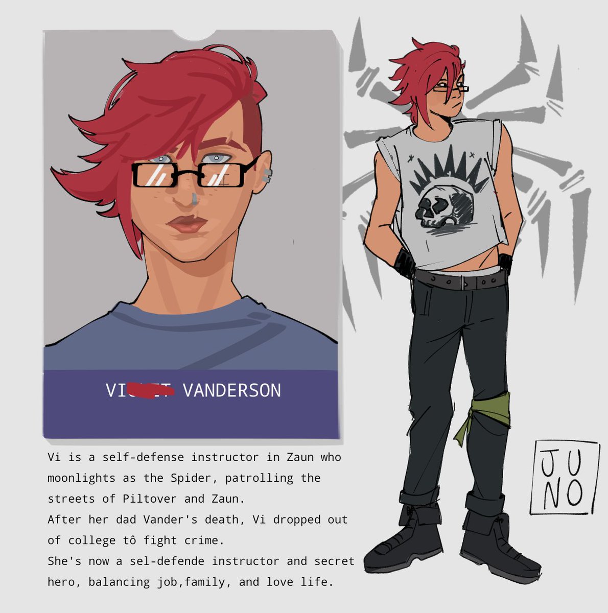 junoartdump's tweet image. Spider Au

Meant to design Spider&apos;s suit, but i got stuck. I ended up a bio(?) 🤷🏽‍♂️
#arcane #vi