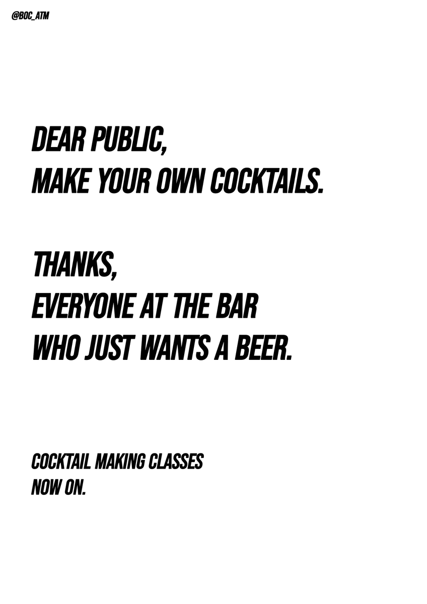 BOC_ATM's tweet photo. My second poster in response to today's @oneminutebriefs to advertise #CocktailMakingClasses for #WorldBartenderDay πΉ https://t.co/tQ0QrPHL9B