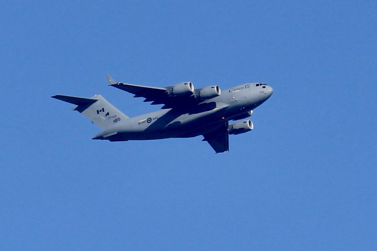 frantic_gold's tweet photo. On departure from Prestwick to Amman today is  #RCAF #CanForce 🇨🇦 #C17 177702 as #CFC4060 passing Alloway climbing through 5000ft. #avgeek #SpottingFromTheGaff #blueskies https://t.co/FRf4MUy6cI