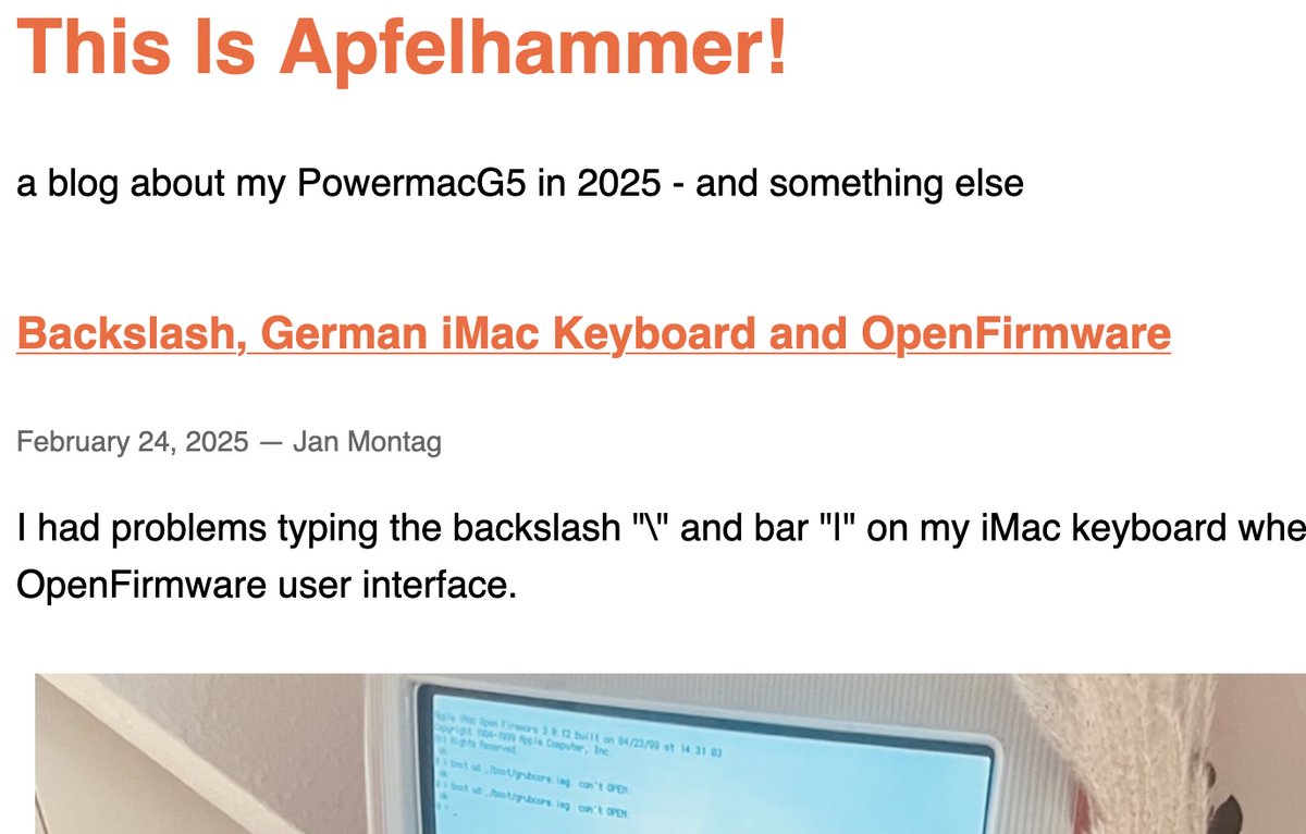 mpc7500v2's tweet image. Backslash, German #iMac Keyboard and #OpenFirmware
apfelhammer.de/backslash-germ…

#PowerPC