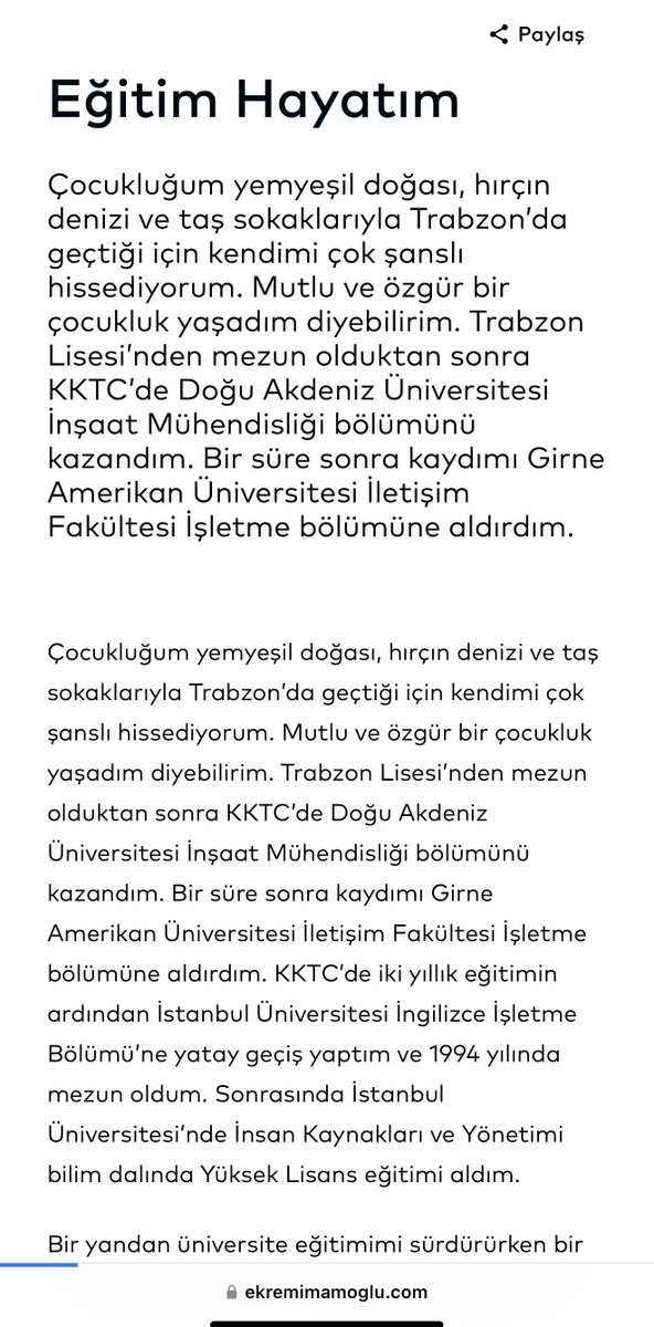 📌Neden kamuoyuna gerçeğe aykırı bilgi veriyorsun <a href="/ekrem_imamoglu/">Ekrem İmamoğlu</a> 

1-Girne Amerikan Üniversitesi öncesi Doğu Akdeniz Üniversitesinde (DAÜ) o tarihte okudun mu? Okumadın mı?

Ben Cevap vereyim:
Hayır DAÜ’de hiç okumadın.
O dönem ki inşaat mühendisliği ve hazırlık hocalarına,