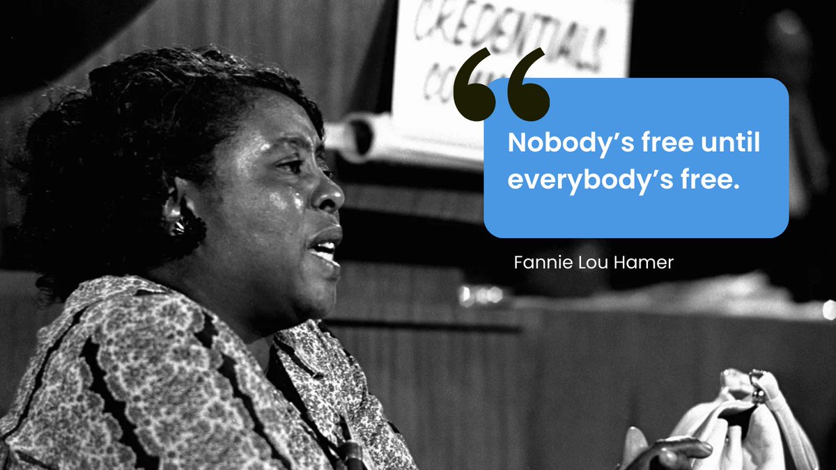 BonnerComm's tweet image. Fannie Lou Hamer risked everything to fight for voting rights and racial justice. As a grassroots organizer, she empowered Black communities to claim their rightful place in democracy. Her courage is a reminder that real change happens when everyday people refuse to stay silent.