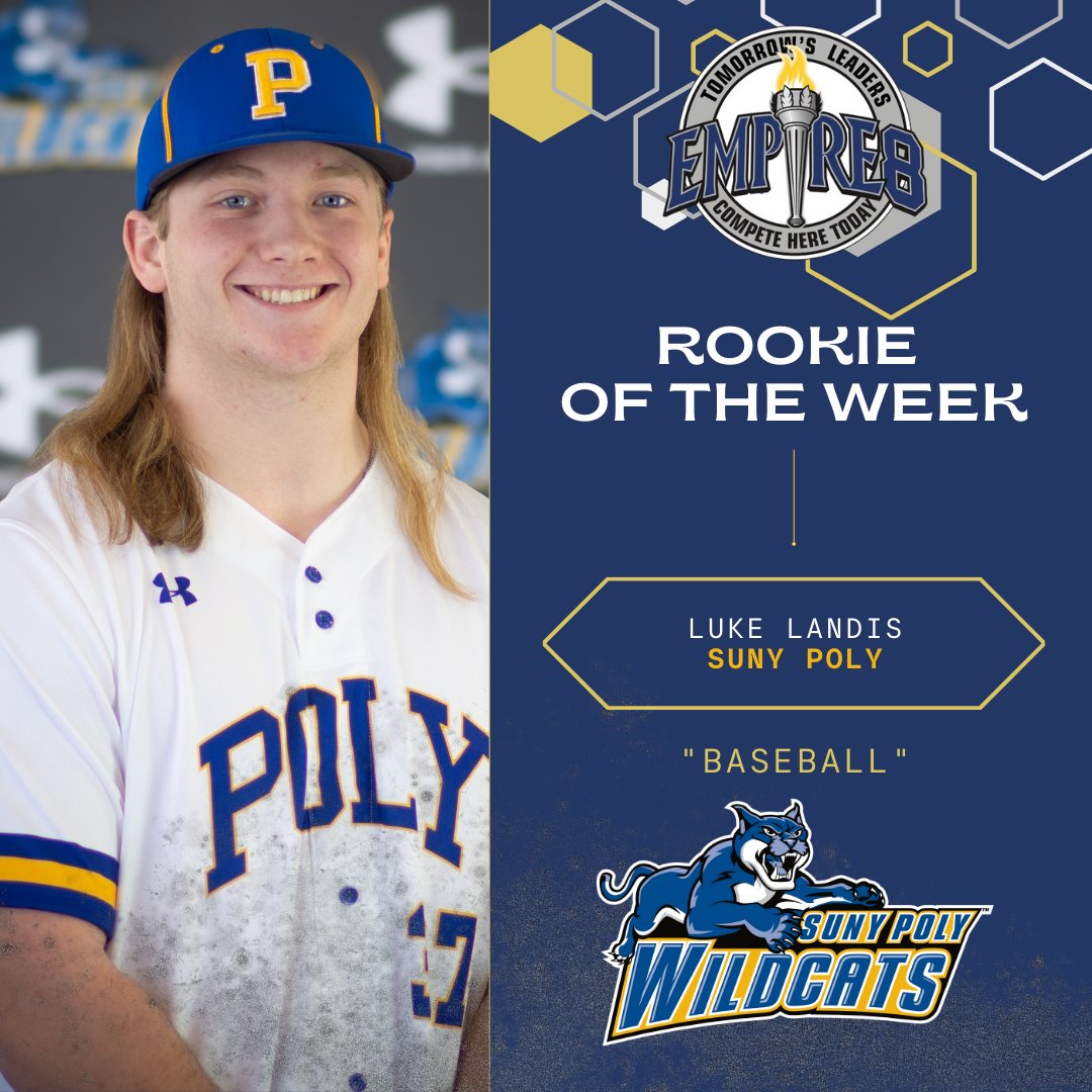 Empire 8 (@empire8) on Twitter photo Congrats to our #E8 Baseball Weekly Award Winners!
Player of the Week Zach Eldred
<a href="/BportAthletics/">Brockport Athletics</a>
Pitcher of the Week Conner Walker
<a href="/FisherAthletics/">SJF Cardinals</a>
Rookie of the Week Luke Landis
<a href="/PolyWildcats/">SUNY Poly Wildcats</a>
#E8Proud #LeadersCompeteHere #WhyD3 Congrats to our #E8 Baseball Weekly Award Winners!
Player of the Week Zach Eldred
<a href="/BportAthletics/">Brockport Athletics</a>
Pitcher of the Week Conner Walker
<a href="/FisherAthletics/">SJF Cardinals</a>
Rookie of the Week Luke Landis
<a href="/PolyWildcats/">SUNY Poly Wildcats</a>
#E8Proud #LeadersCompeteHere #WhyD3