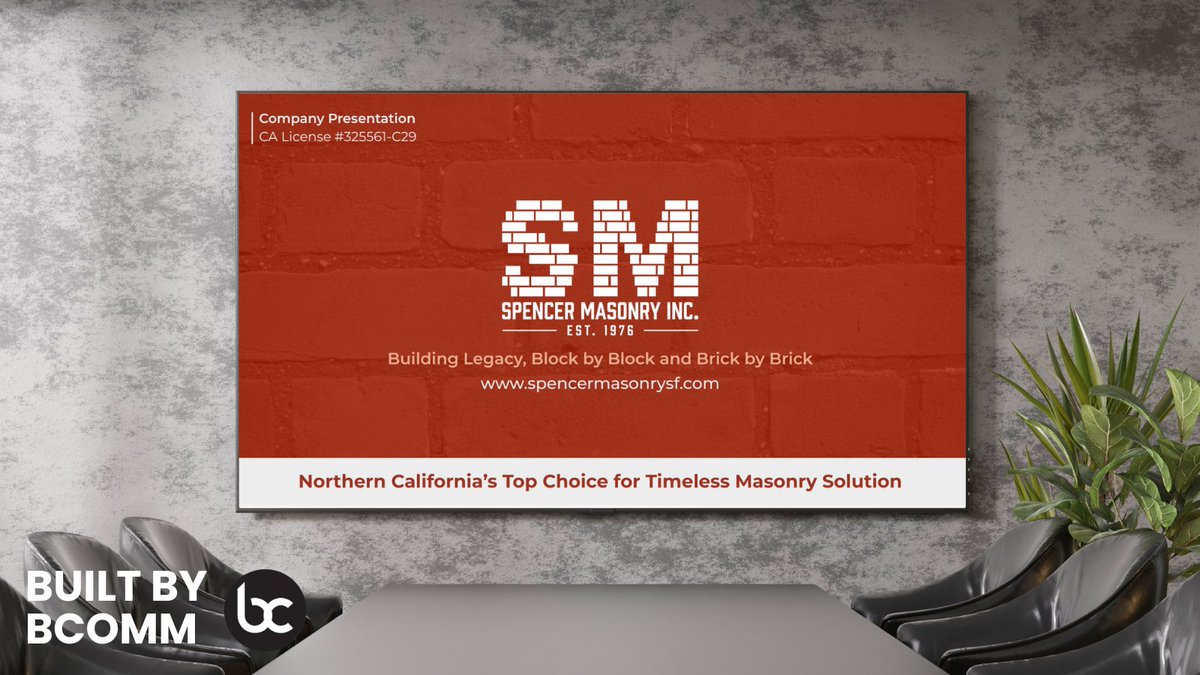 BonnerComm's tweet image. Proud to partner with Spencer Masonry, a trusted name in Northern California’s masonry industry, known for their craftsmanship and innovation. We helped showcase their expertise with a PowerPoint highlighting their portfolio, certifications, and commitment to excellence.