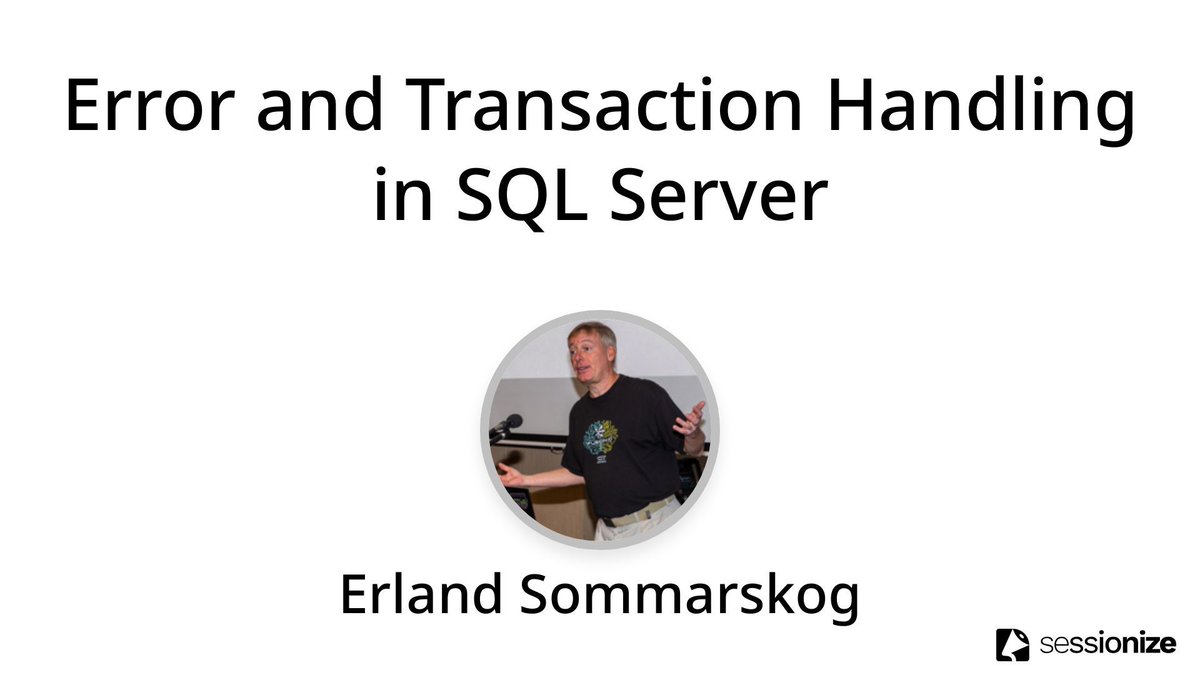 DataWeekender's tweet image. Our fifth #SQLServer session at #DataWeekender 7.0 is Erland Sommarskog presenting Error and Transaction Handling in SQL Server at 01:00pm UTC on Sat 1st March.

Register: bit.ly/4b9SsnB. View the schedule: bit.ly/46TCJ9i.