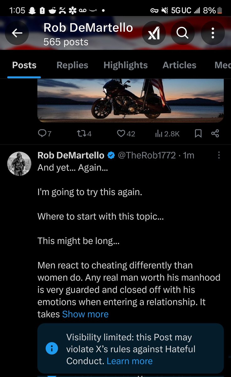 TheRob1772's tweet photo. And yet again. 

I went in and censored everything that I could even think might be an issue. 

And the second I post it hits me with this. @elonmusk look I know you don't have much to do here and there's a snowballs chance in hell you'll see this... But seriously the algorithm is completely screwed if this post gets flagged for hateful content.