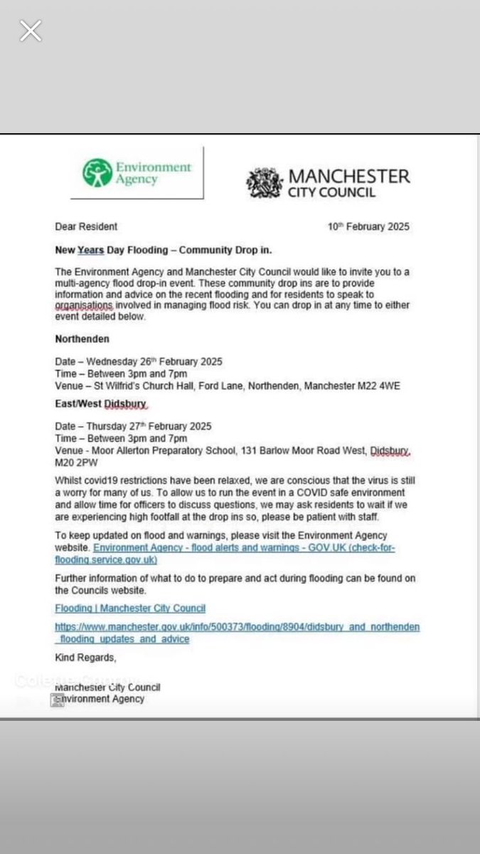 ⁦<a href="/ManCityCouncil/">Manchester City Council</a>⁩ and Environment Agency public meeting about the New Year’s Day flooding. Thursday 3-7pm.