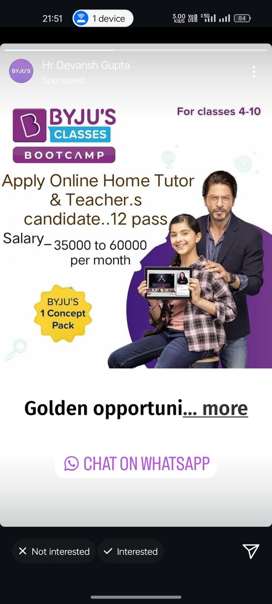 nurulwrites's tweet photo. BYJU’S Online Home Tutor के नाम पर इंस्टाग्राम पर फर्जी विज्ञापन चलाया जा रहा है। नौकरी के नाम पर बड़े स्तर पर वित्तीय धोखाधड़ी की जा रही है।फ्रॉड करने वालों के नंबर अब भी सक्रिय हैं। My Cyber complaint no-33102250021613
@Meta @ByjusSupport @hardoipolice @BBCHindi @News18India https://t.co/0vujyhe4WO