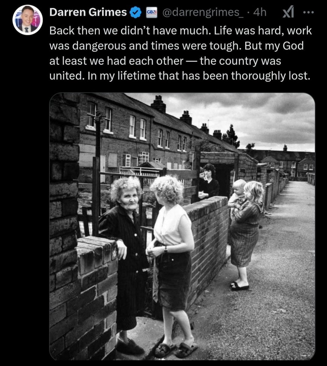 This picture was taken in 1984 during the miner's strike.

Maybe someone needs to explain to Darren Grimes what that was.