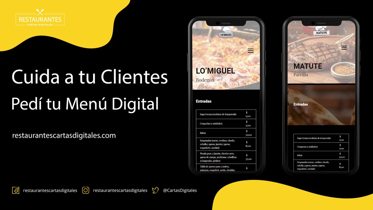 CartasDigitales's tweet photo. Tu #CartaDigital con #códigoQR
Fácil de acceder y con tu WhatsApp 😉

Contáctanos 👉 https://t.co/uIR7hVcbBn

#restaurantes #gastronomia #hostelería #hoteles #pizzerías #bares #MenúDigital https://t.co/oRWCxJ37wp